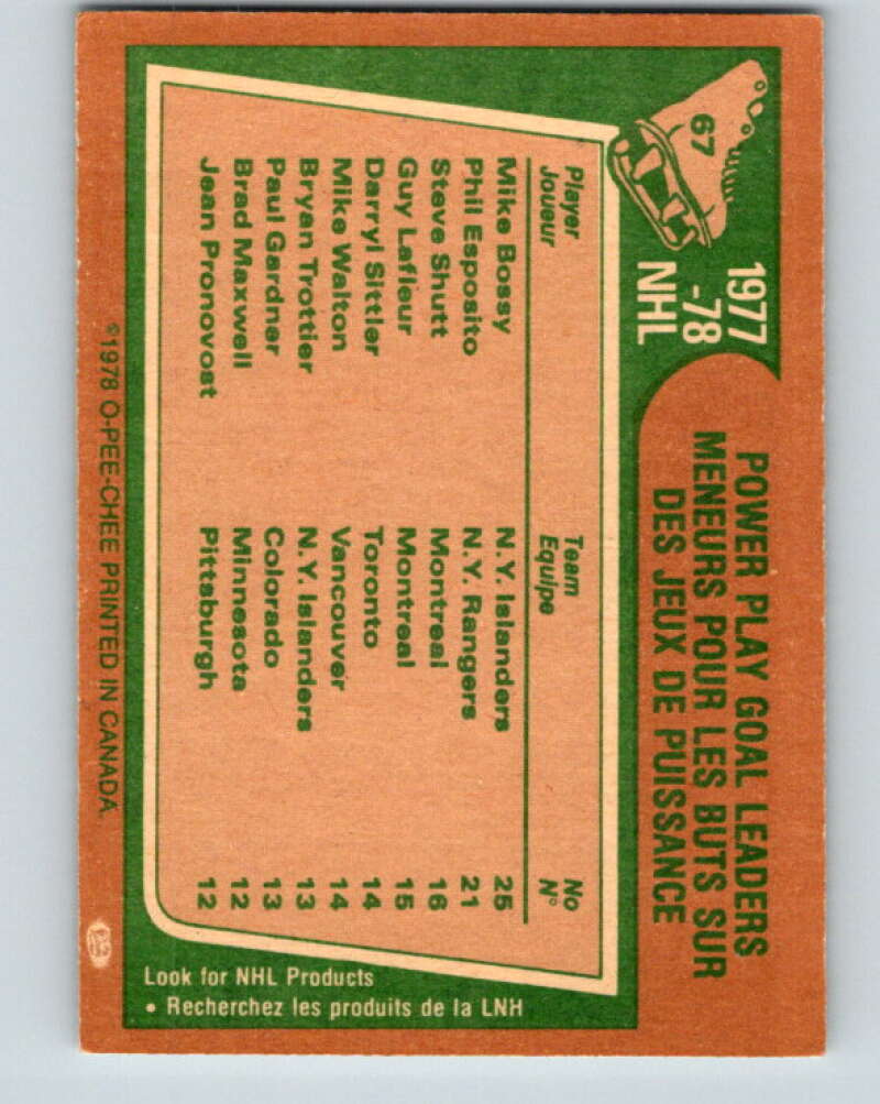 1978-79 O-Pee-Chee #67 Mike Bossy/Phil Esposito/Steve Shutt LL   V21796