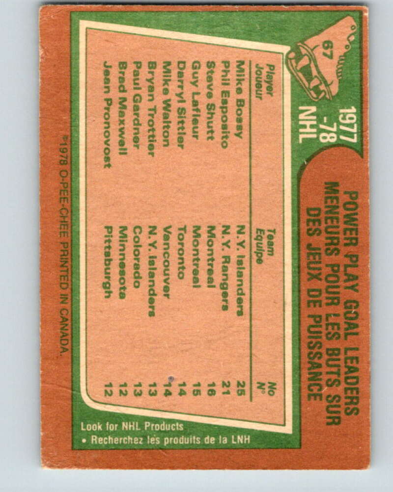 1978-79 O-Pee-Chee #67 Mike Bossy/Phil Esposito/Steve Shutt LL   V21797