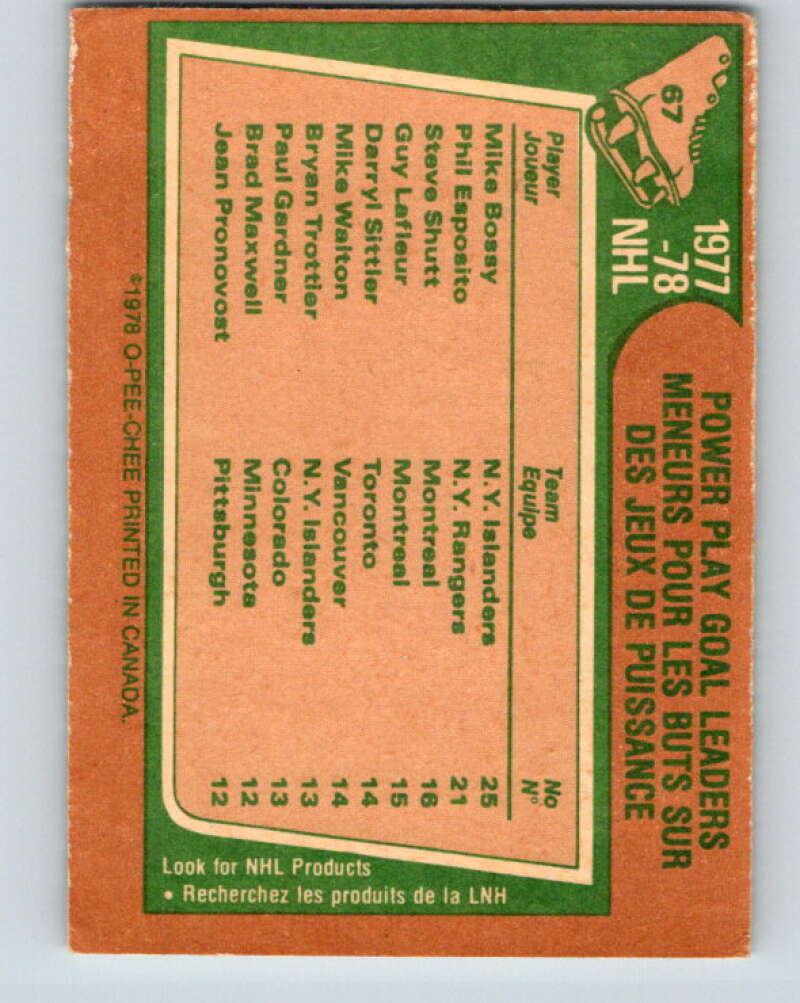 1978-79 O-Pee-Chee #67 Mike Bossy/Phil Esposito/Steve Shutt LL   V21798