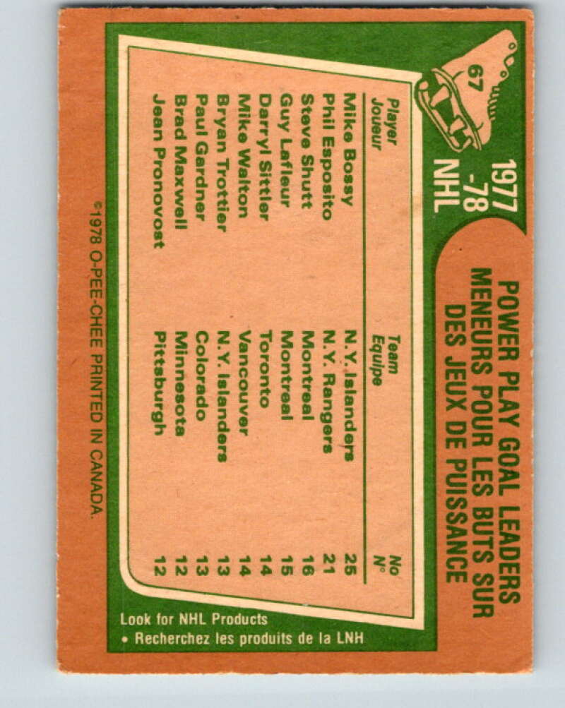 1978-79 O-Pee-Chee #67 Mike Bossy/Phil Esposito/Steve Shutt LL   V21799