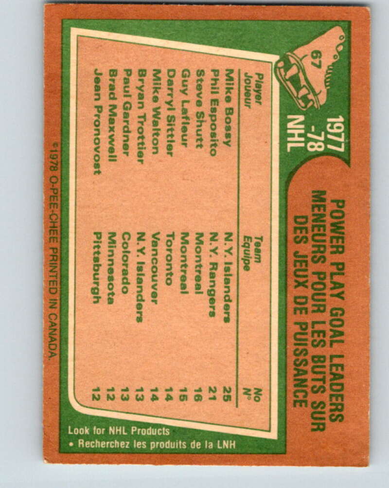 1978-79 O-Pee-Chee #67 Mike Bossy/Phil Esposito/Steve Shutt LL   V21801