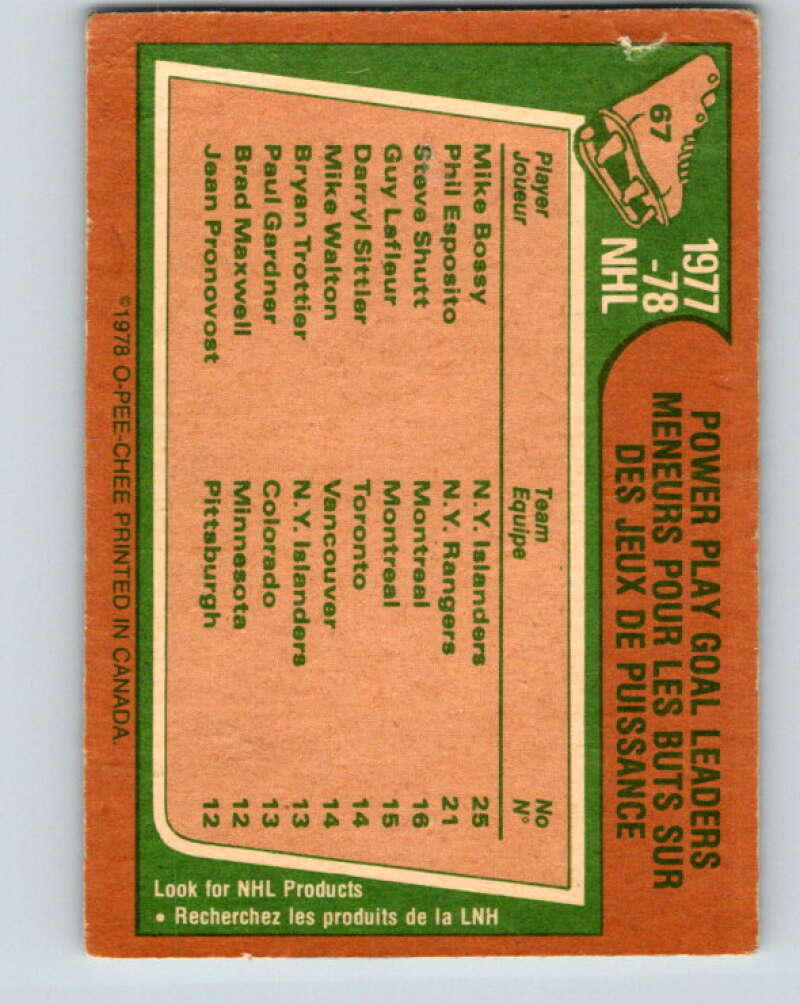 1978-79 O-Pee-Chee #67 Mike Bossy/Phil Esposito/Steve Shutt LL   V21802
