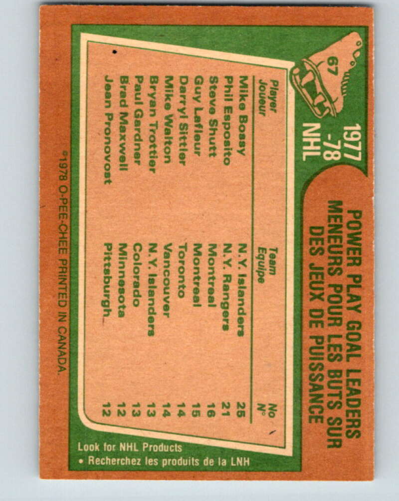 1978-79 O-Pee-Chee #67 Mike Bossy/Phil Esposito/Steve Shutt LL   V21803
