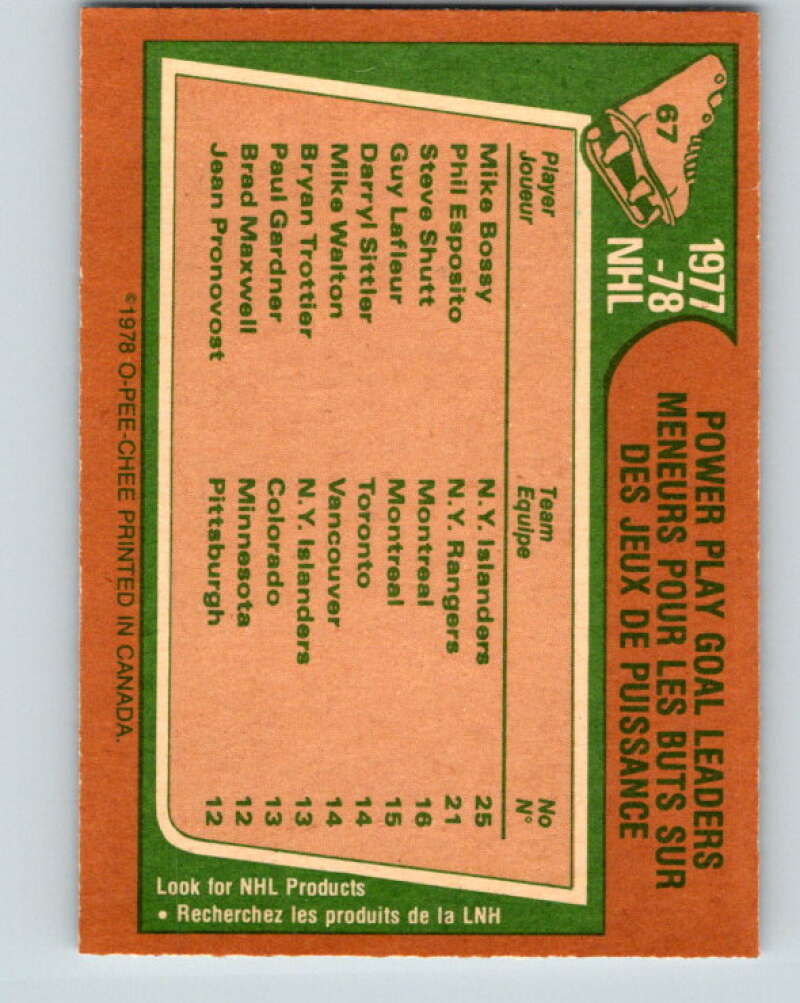 1978-79 O-Pee-Chee #67 Mike Bossy/Phil Esposito/Steve Shutt LL   V21804