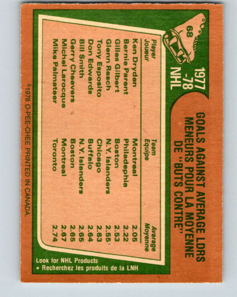 1978-79 O-Pee-Chee #68 Ken Dryden/Bernie Parent/Gilles Gilbert LL   V21808