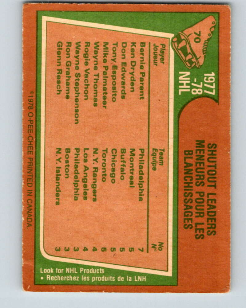1978-79 O-Pee-Chee #70 Parent/Dryden/Edwards/Esposito/Palmateer  V21833