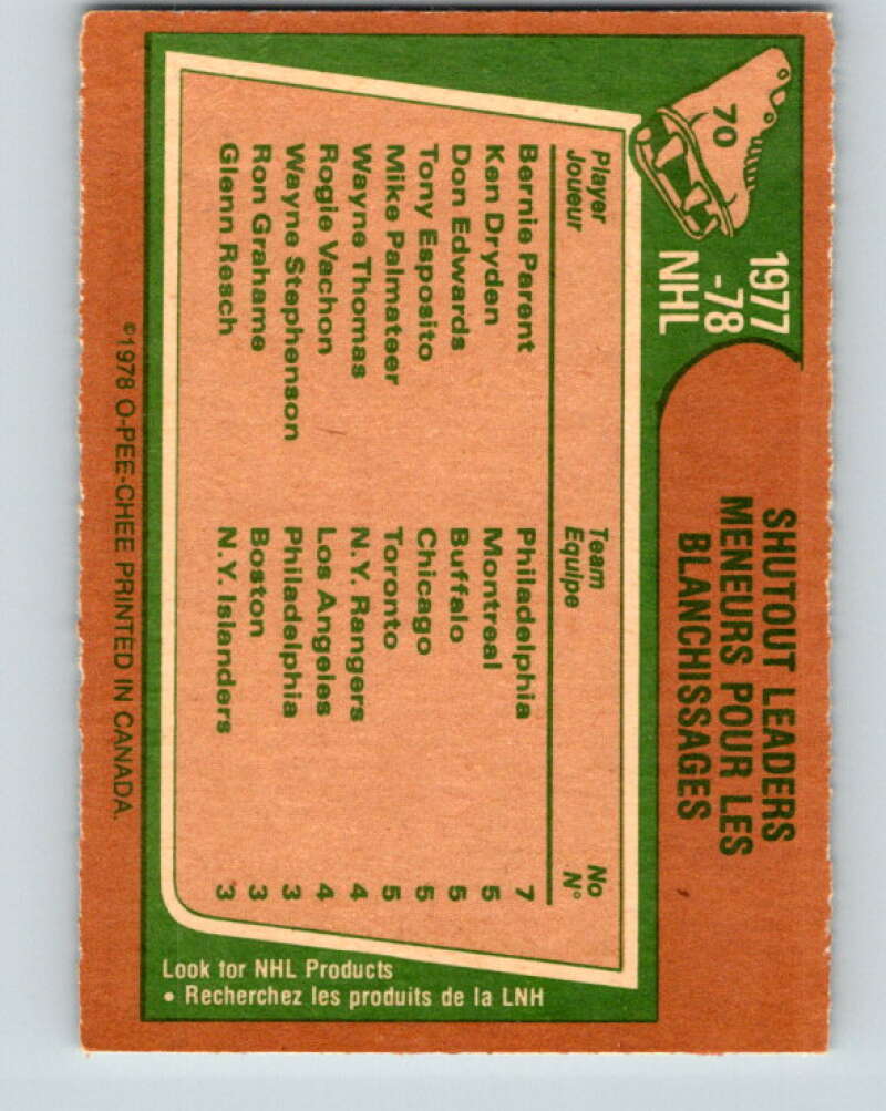 1978-79 O-Pee-Chee #70 Parent/Dryden/Edwards/Esposito/Palmateer  V21834