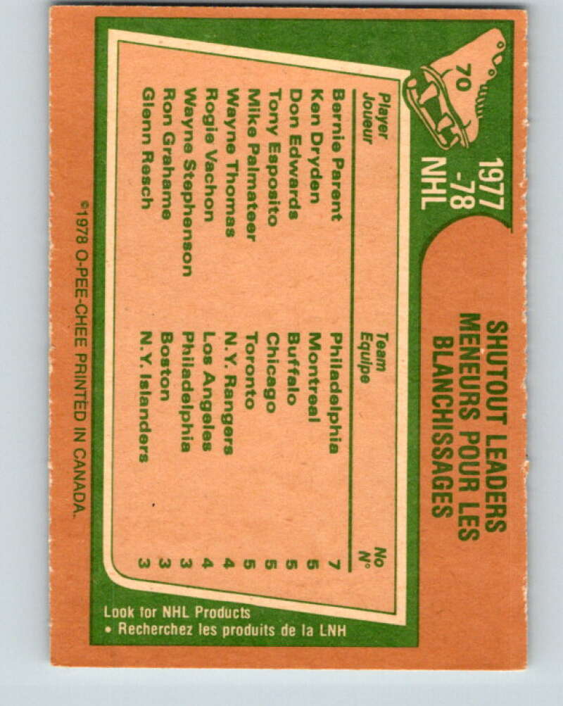1978-79 O-Pee-Chee #70 Parent/Dryden/Edwards/Esposito/Palmateer  V21835