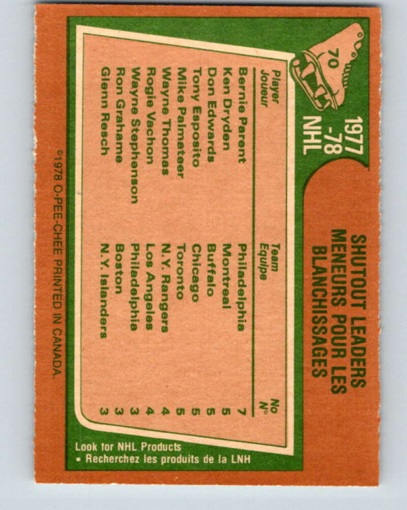 1978-79 O-Pee-Chee #70 Parent/Dryden/Edwards/Esposito/Palmateer  V21837