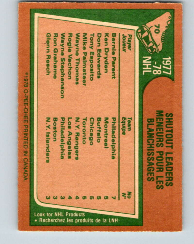 1978-79 O-Pee-Chee #70 Parent/Dryden/Edwards/Esposito/Palmateer  V21839