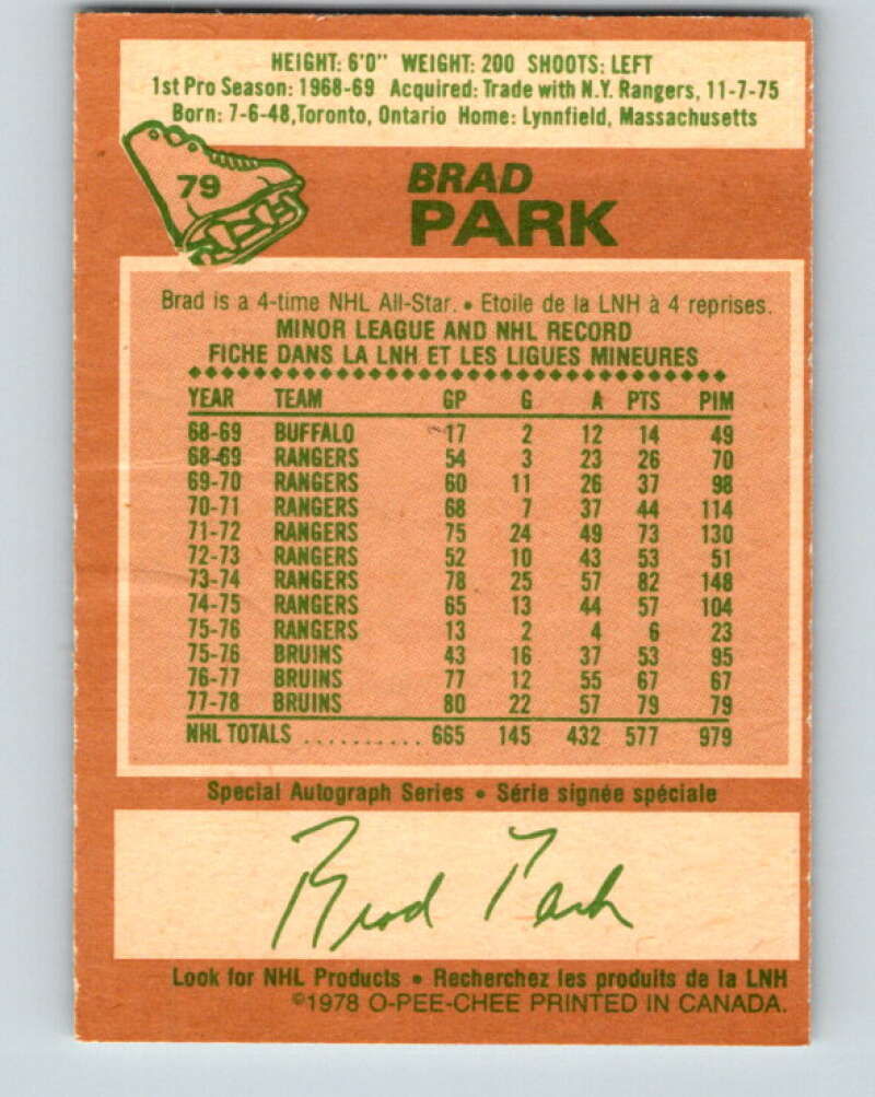 1978-79 O-Pee-Chee #79 Brad Park  Boston Bruins  V21962