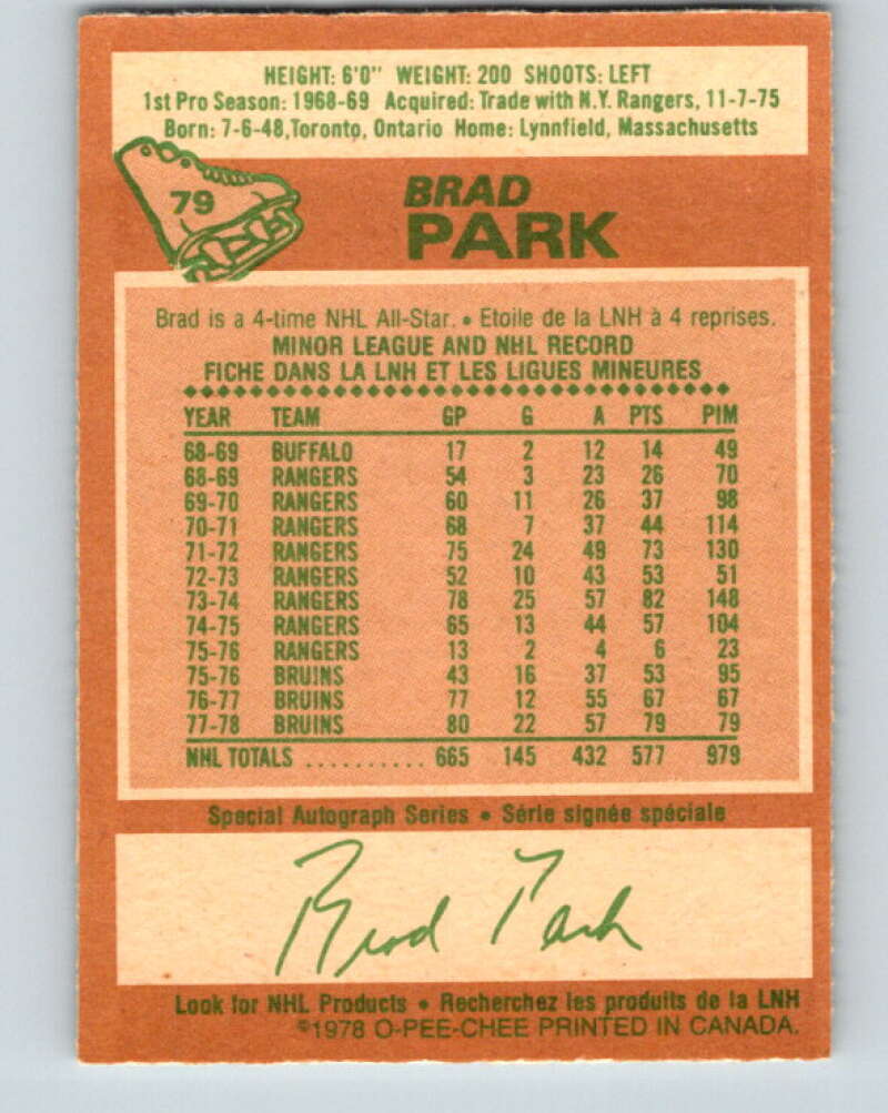 1978-79 O-Pee-Chee #79 Brad Park  Boston Bruins  V21965