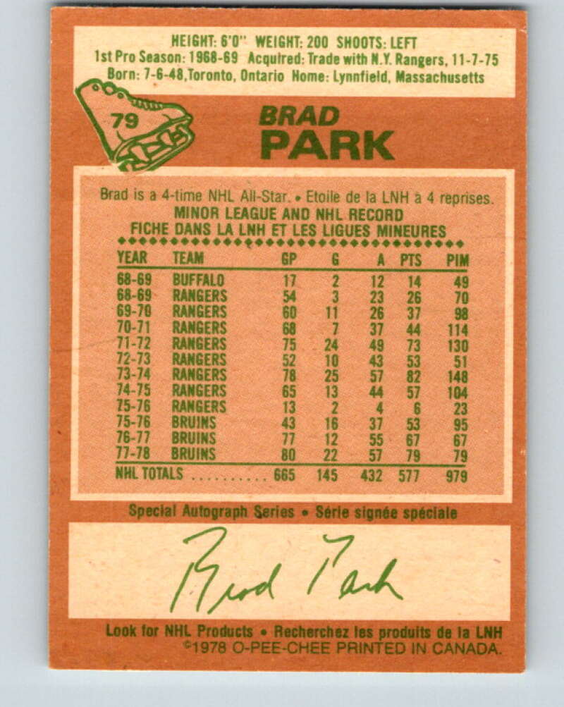 1978-79 O-Pee-Chee #79 Brad Park  Boston Bruins  V21966