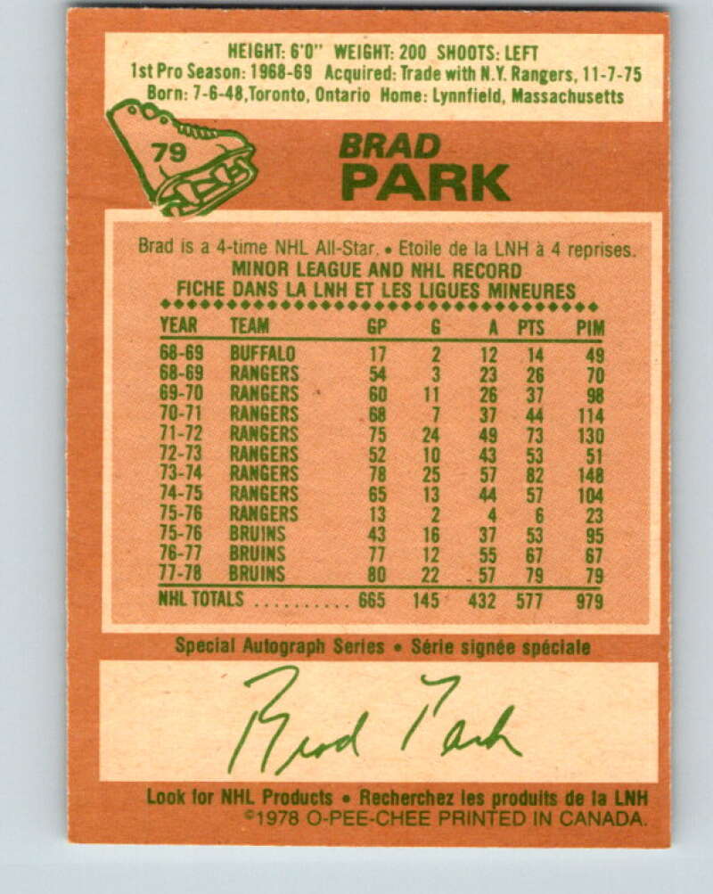 1978-79 O-Pee-Chee #79 Brad Park  Boston Bruins  V21967