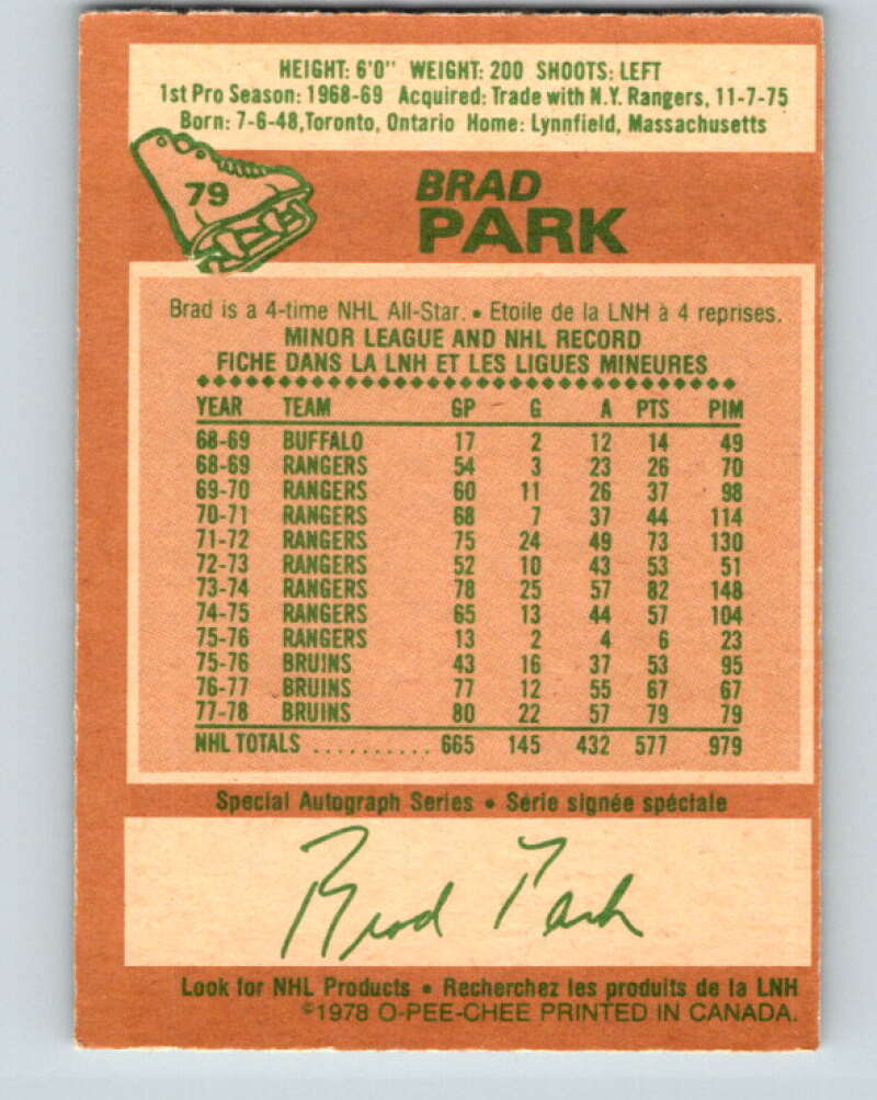 1978-79 O-Pee-Chee #79 Brad Park  Boston Bruins  V21970