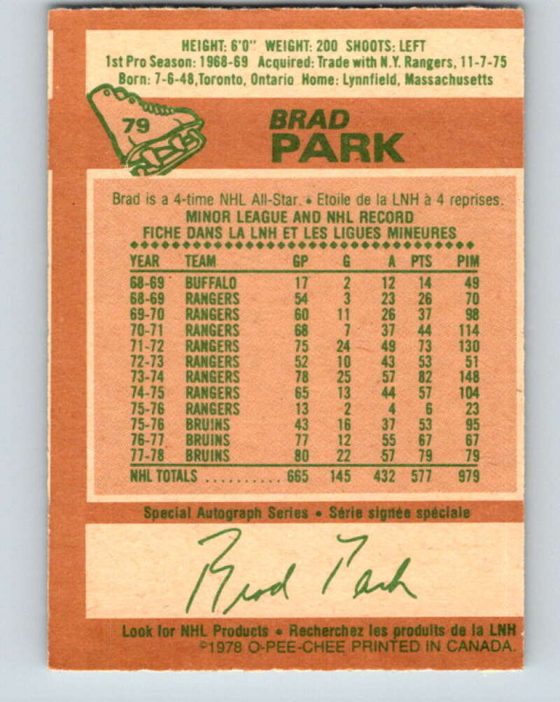 1978-79 O-Pee-Chee #79 Brad Park  Boston Bruins  V21971