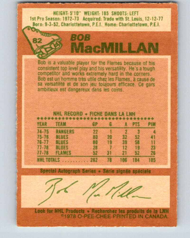 1978-79 O-Pee-Chee #82 Bob MacMillan  Atlanta Flames  V22008
