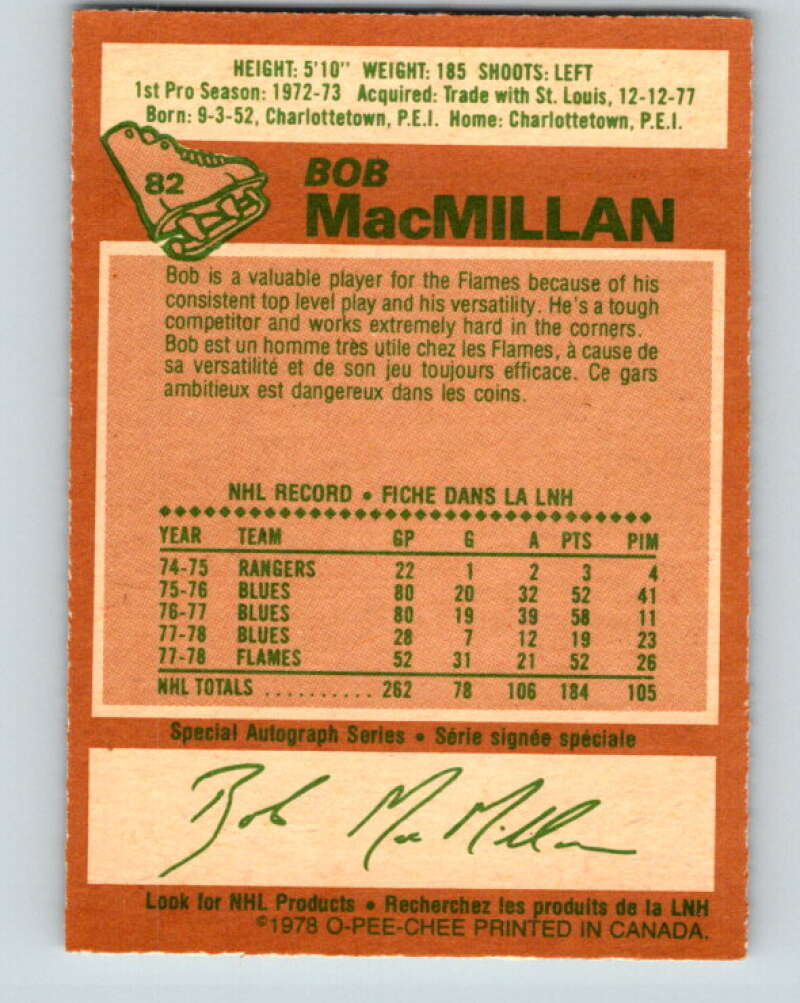 1978-79 O-Pee-Chee #82 Bob MacMillan  Atlanta Flames  V22009