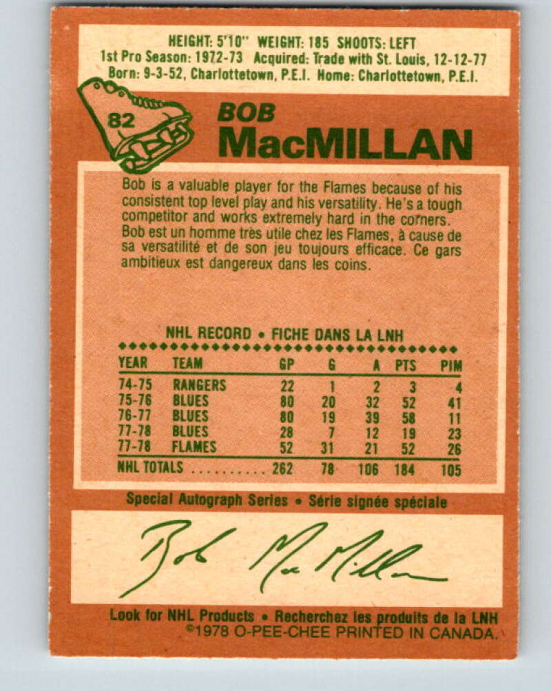 1978-79 O-Pee-Chee #82 Bob MacMillan  Atlanta Flames  V22014