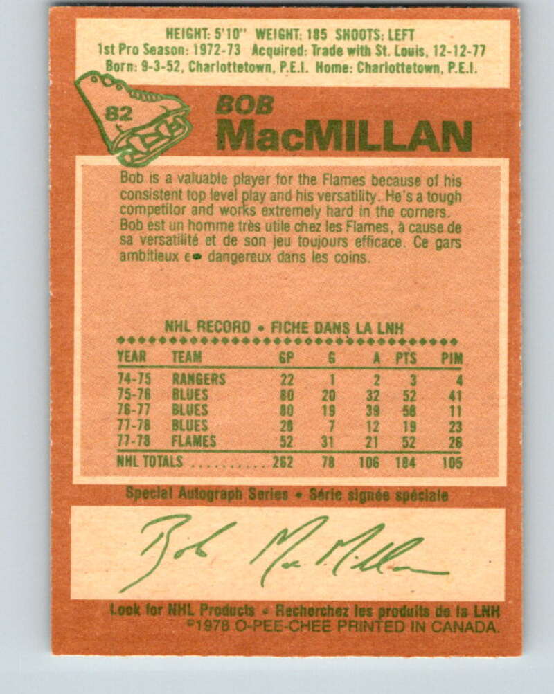 1978-79 O-Pee-Chee #82 Bob MacMillan  Atlanta Flames  V22015