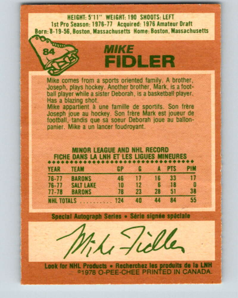 1978-79 O-Pee-Chee #84 Mike Fidler  Minnesota North Stars  V22041