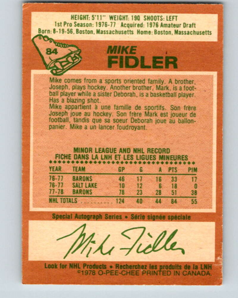 1978-79 O-Pee-Chee #84 Mike Fidler  Minnesota North Stars  V22051