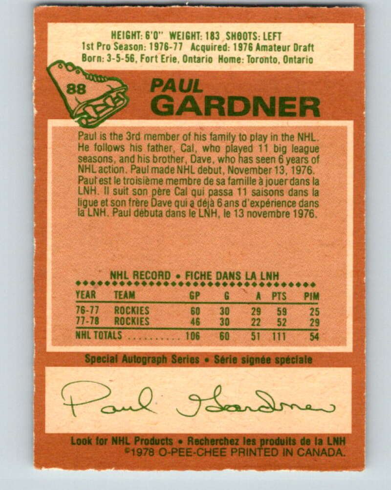 1978-79 O-Pee-Chee #88 Paul Gardner  Colorado Rockies  V22108