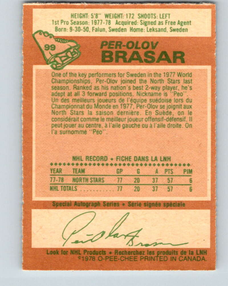 1978-79 O-Pee-Chee #99 Per-Olov Brasar  RC Rookie Minnesota  V22262