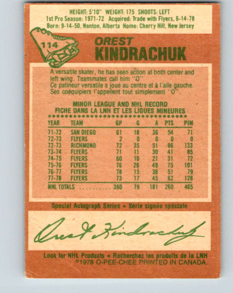 1978-79 O-Pee-Chee #114 Orest Kindrachuk  Pittsburgh Penguins  V22490