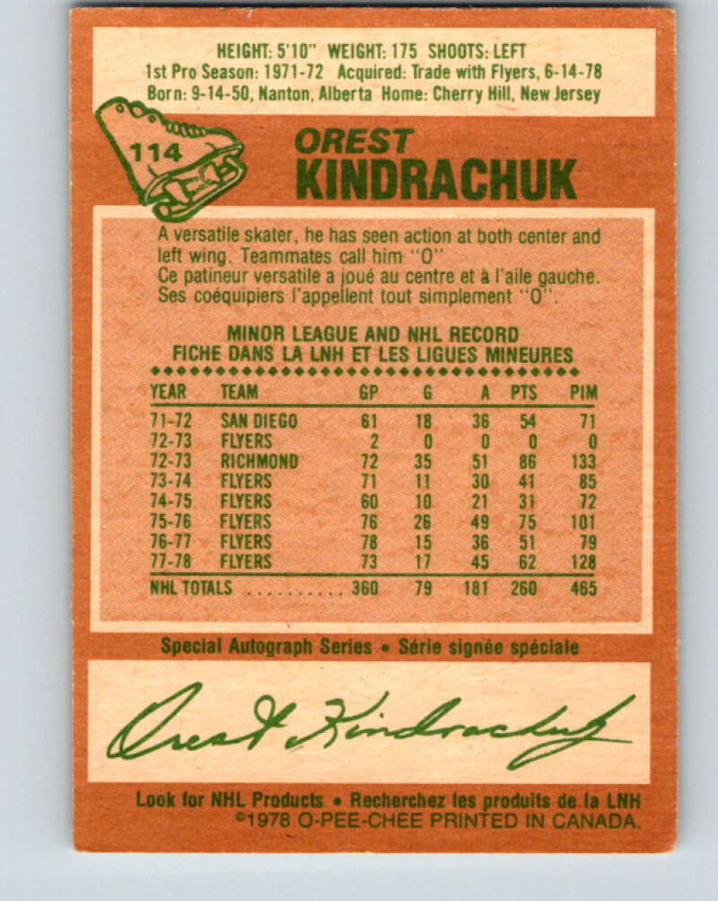 1978-79 O-Pee-Chee #114 Orest Kindrachuk  Pittsburgh Penguins  V22491
