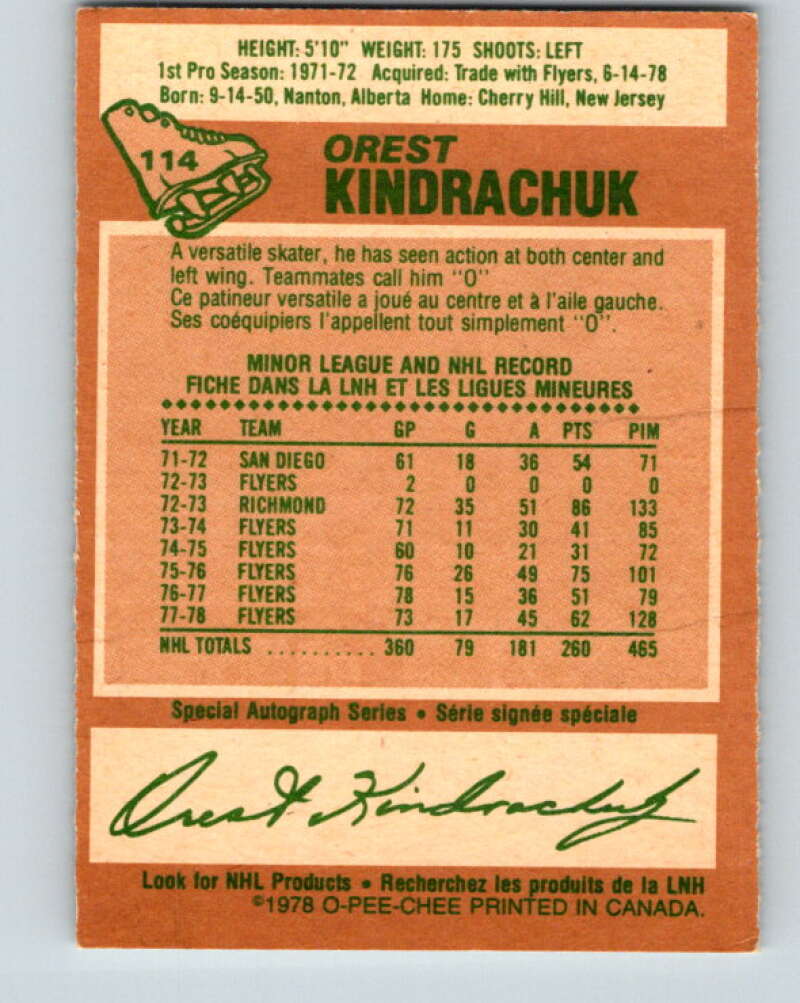 1978-79 O-Pee-Chee #114 Orest Kindrachuk  Pittsburgh Penguins  V22496