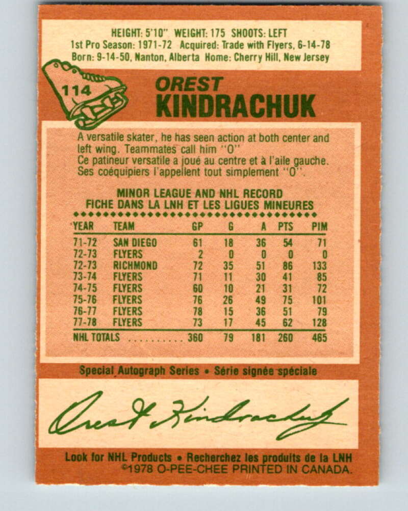 1978-79 O-Pee-Chee #114 Orest Kindrachuk  Pittsburgh Penguins  V22504
