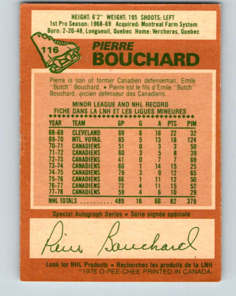 1978-79 O-Pee-Chee #116 Pierre Bouchard  Montreal Canadiens  V22515