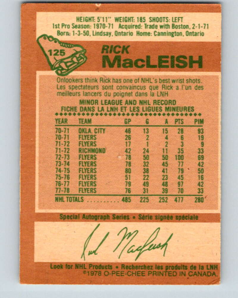1978-79 O-Pee-Chee #125 Rick MacLeish  Philadelphia Flyers  V22656