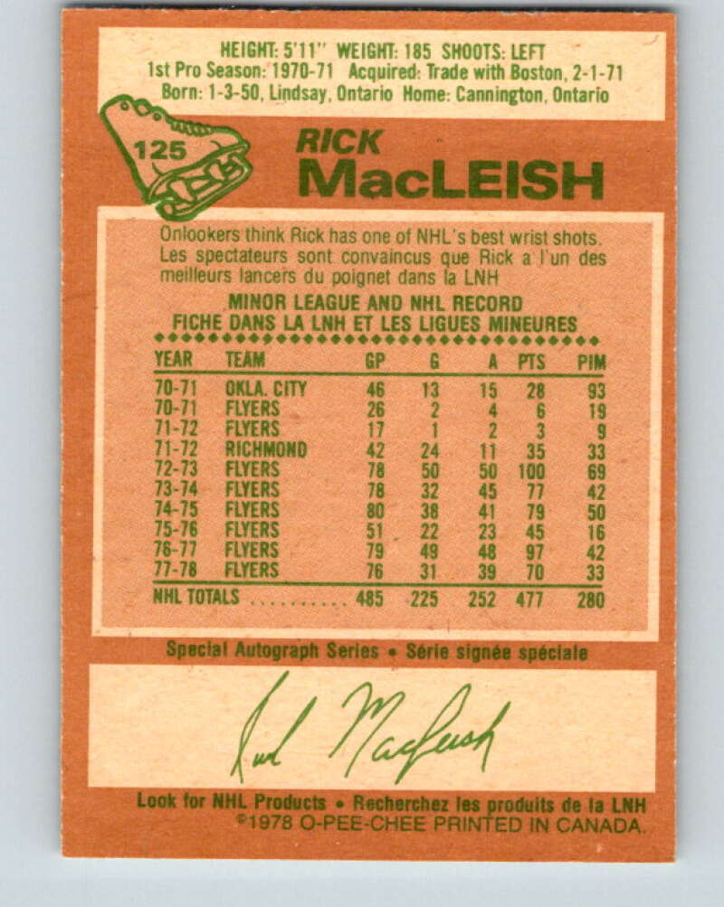 1978-79 O-Pee-Chee #125 Rick MacLeish  Philadelphia Flyers  V22658
