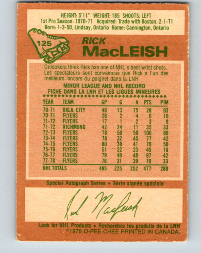 1978-79 O-Pee-Chee #125 Rick MacLeish  Philadelphia Flyers  V22659