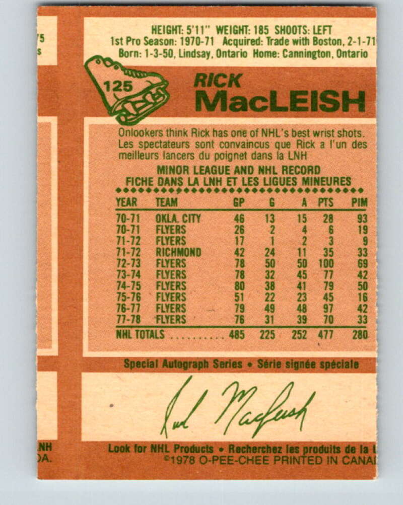 1978-79 O-Pee-Chee #125 Rick MacLeish  Philadelphia Flyers  V22662