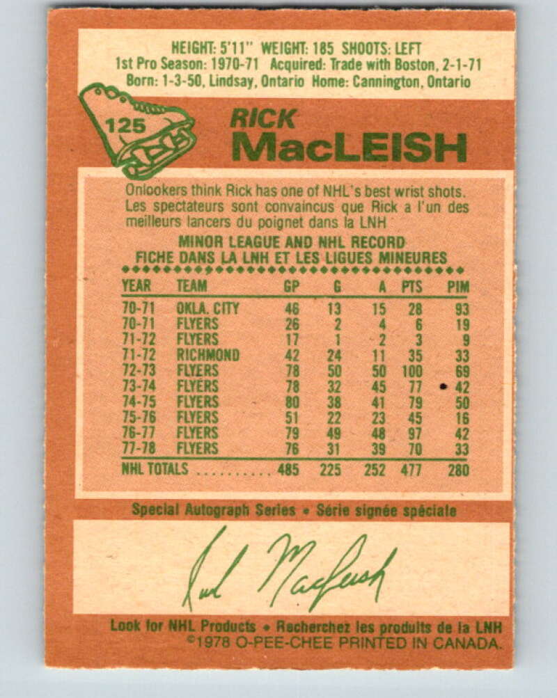 1978-79 O-Pee-Chee #125 Rick MacLeish  Philadelphia Flyers  V22664