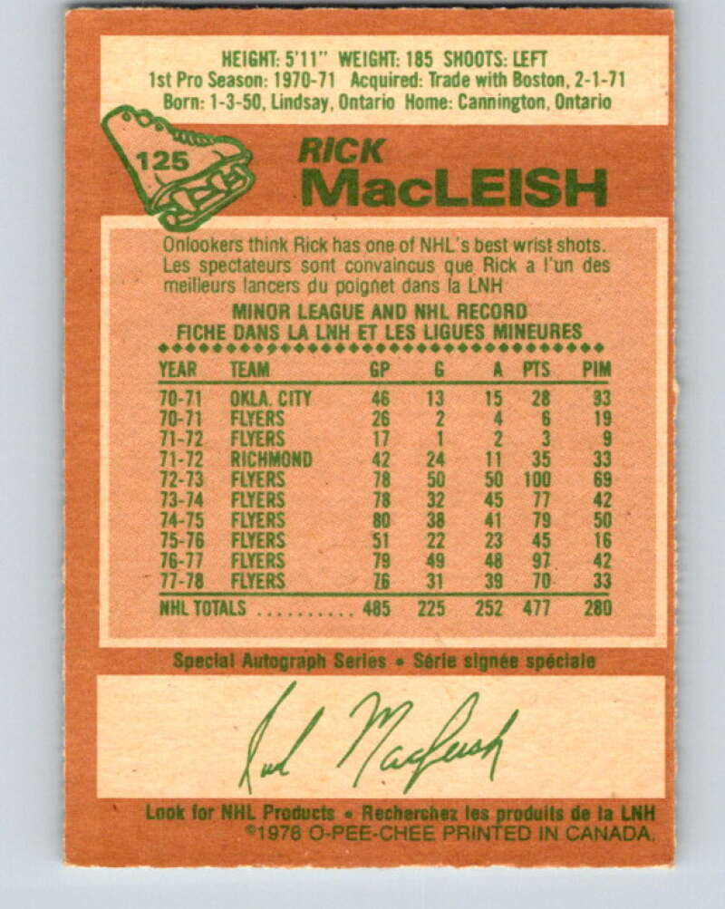 1978-79 O-Pee-Chee #125 Rick MacLeish  Philadelphia Flyers  V22665