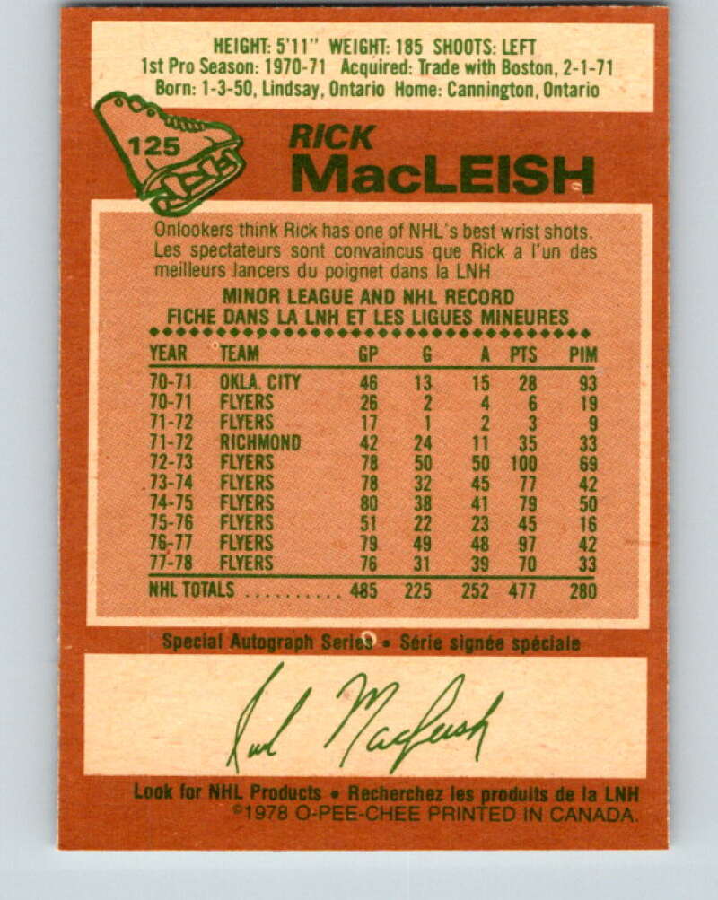 1978-79 O-Pee-Chee #125 Rick MacLeish  Philadelphia Flyers  V22666