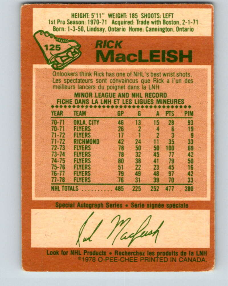 1978-79 O-Pee-Chee #125 Rick MacLeish  Philadelphia Flyers  V22668