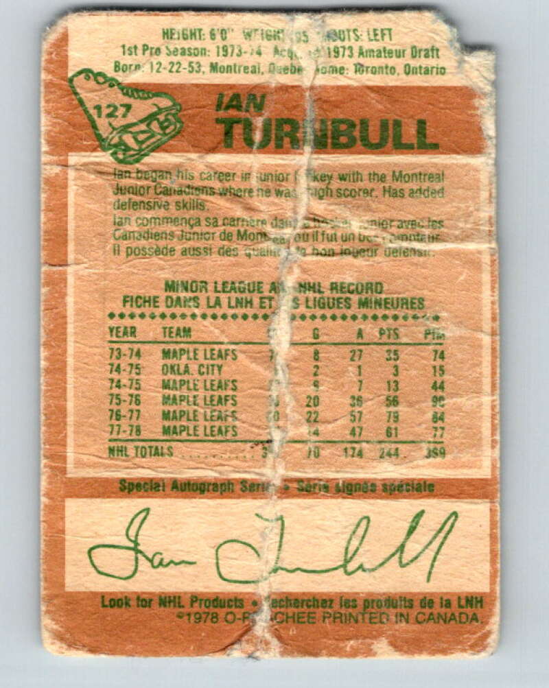 1978-79 O-Pee-Chee #127 Ian Turnbull  Toronto Maple Leafs  V22701
