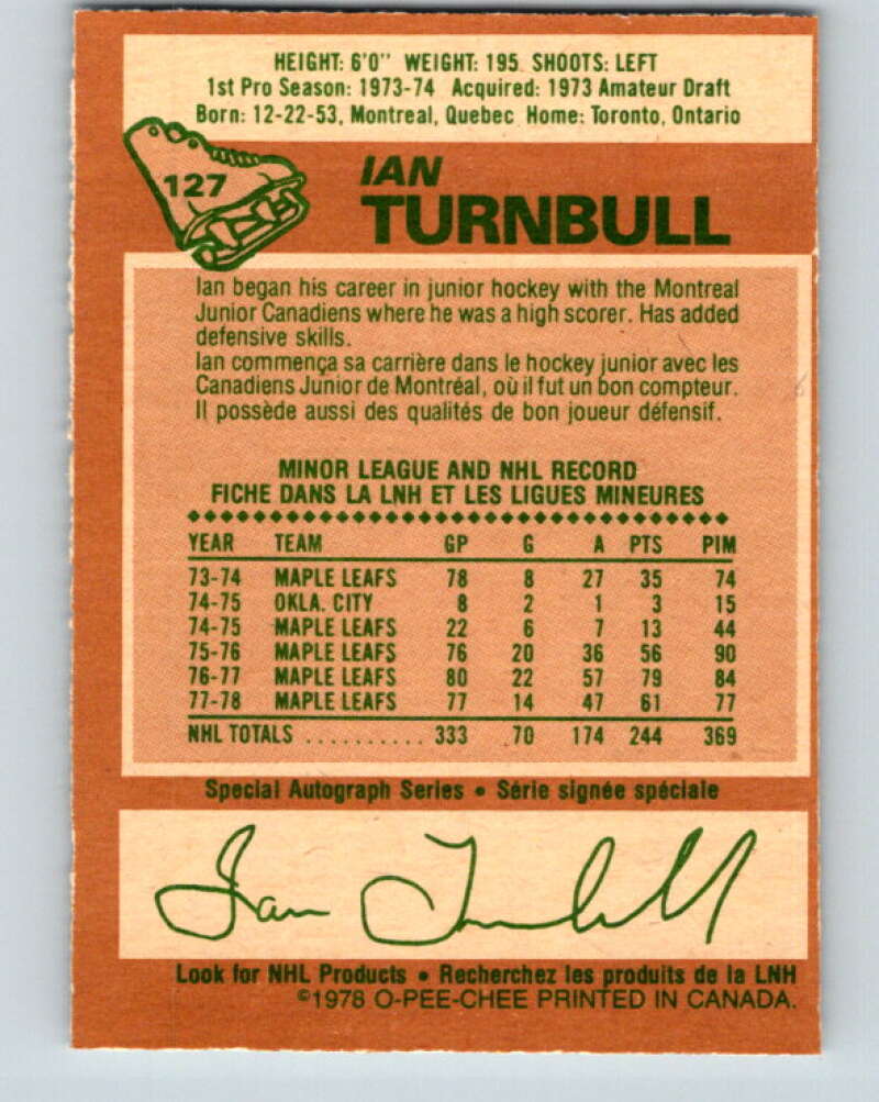 1978-79 O-Pee-Chee #127 Ian Turnbull  Toronto Maple Leafs  V22702