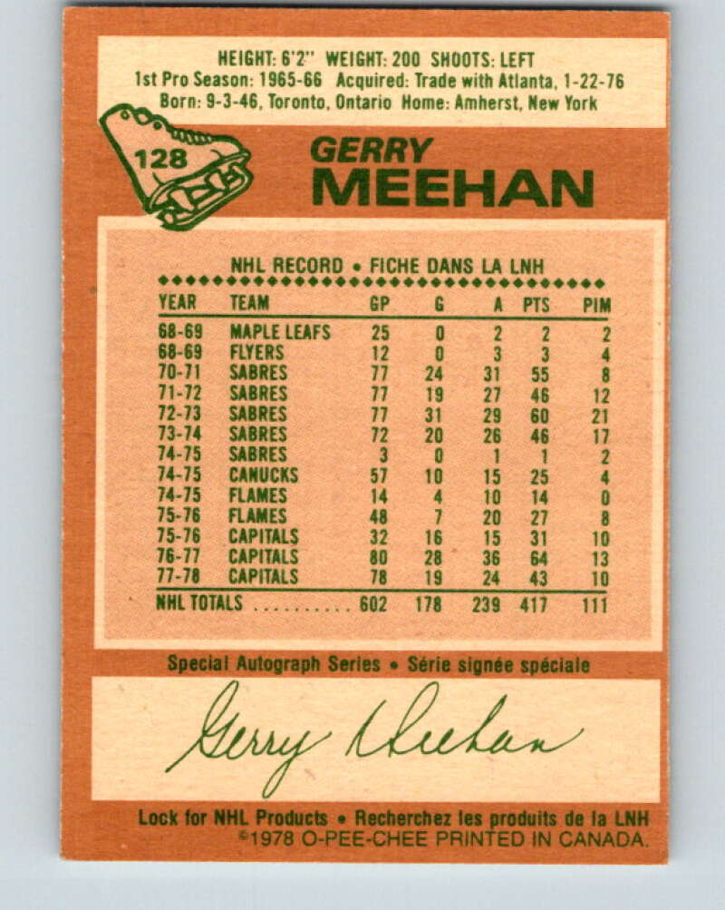 1978-79 O-Pee-Chee #128 Gerry Meehan  Washington Capitals  V22711