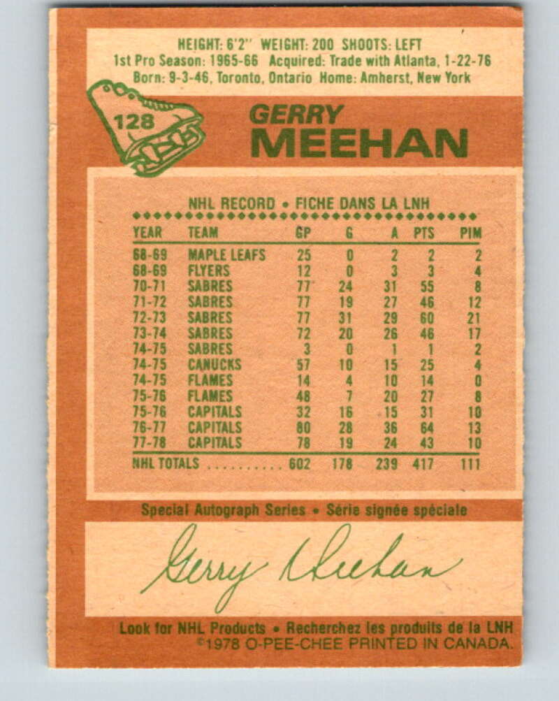 1978-79 O-Pee-Chee #128 Gerry Meehan  Washington Capitals  V22717