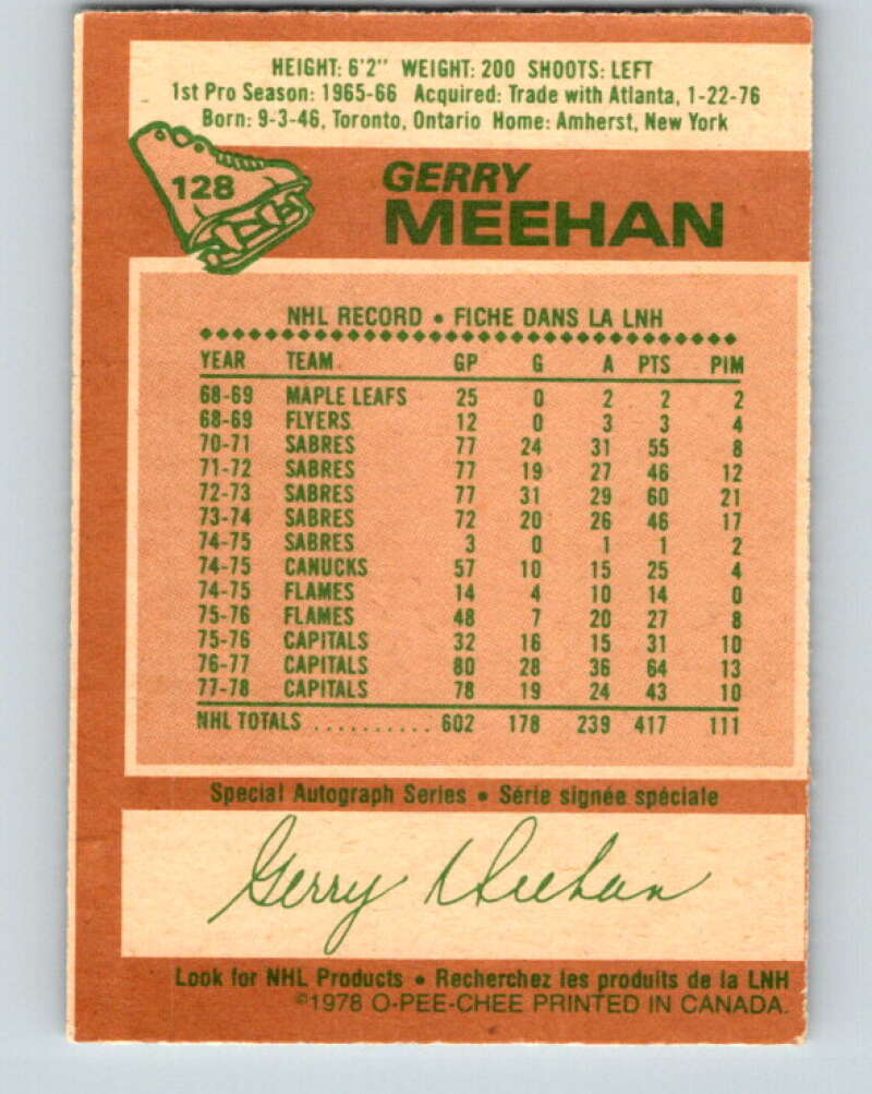 1978-79 O-Pee-Chee #128 Gerry Meehan  Washington Capitals  V22718