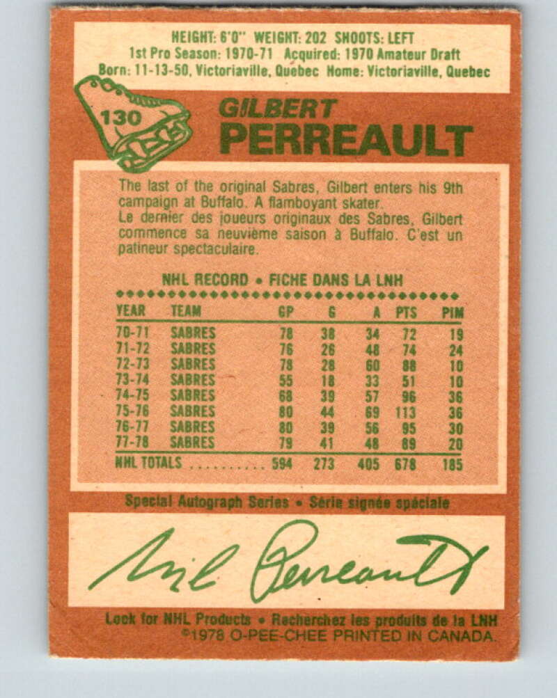 1978-79 O-Pee-Chee #130 Gilbert Perreault  Buffalo Sabres  V22737