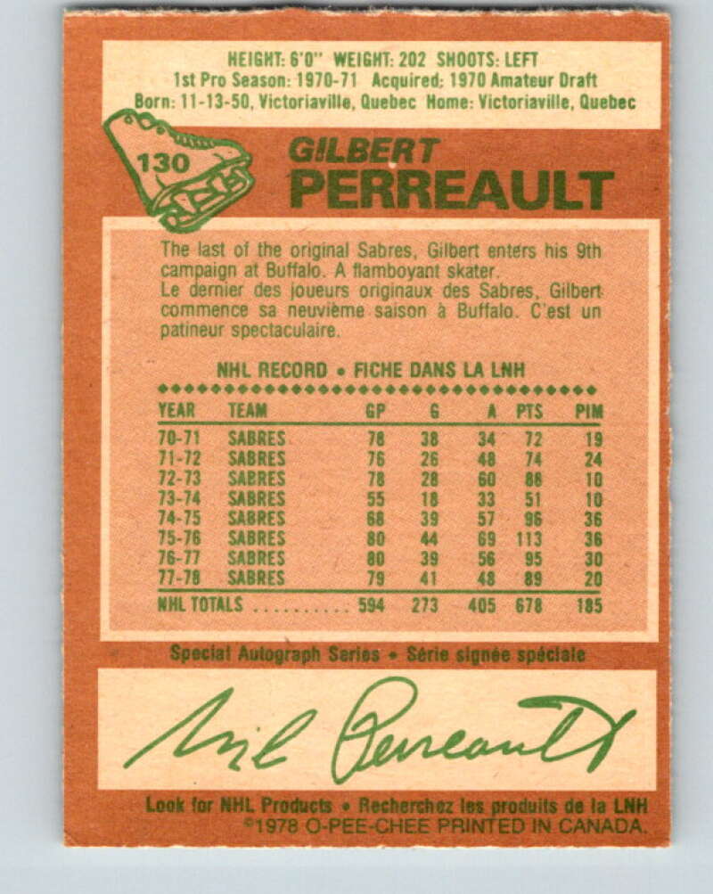 1978-79 O-Pee-Chee #130 Gilbert Perreault  Buffalo Sabres  V22740