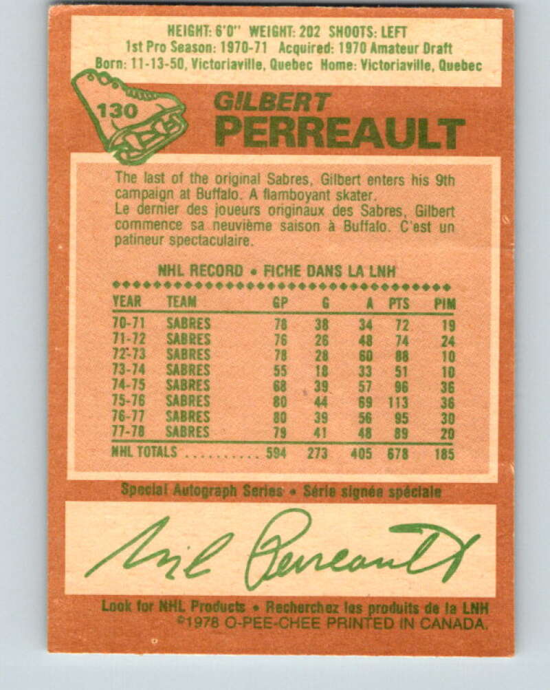 1978-79 O-Pee-Chee #130 Gilbert Perreault  Buffalo Sabres  V22745