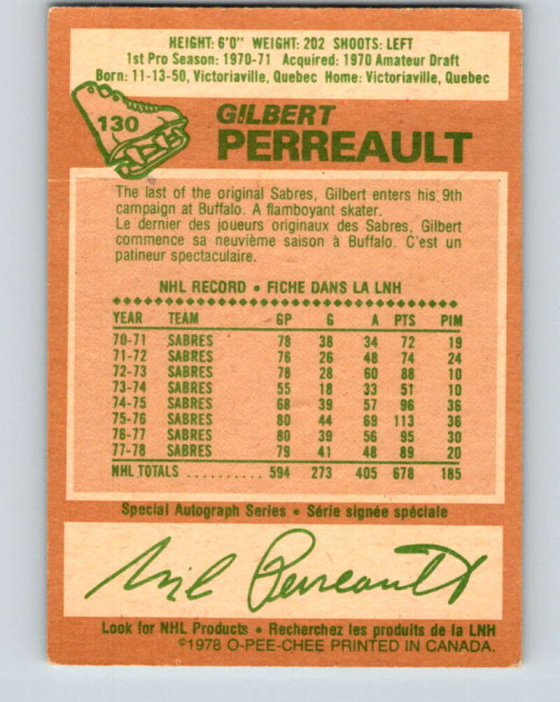 1978-79 O-Pee-Chee #130 Gilbert Perreault  Buffalo Sabres  V22748